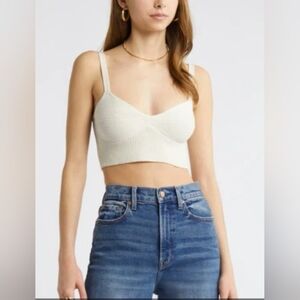NWT Cream Ribbed Knit Crop Top